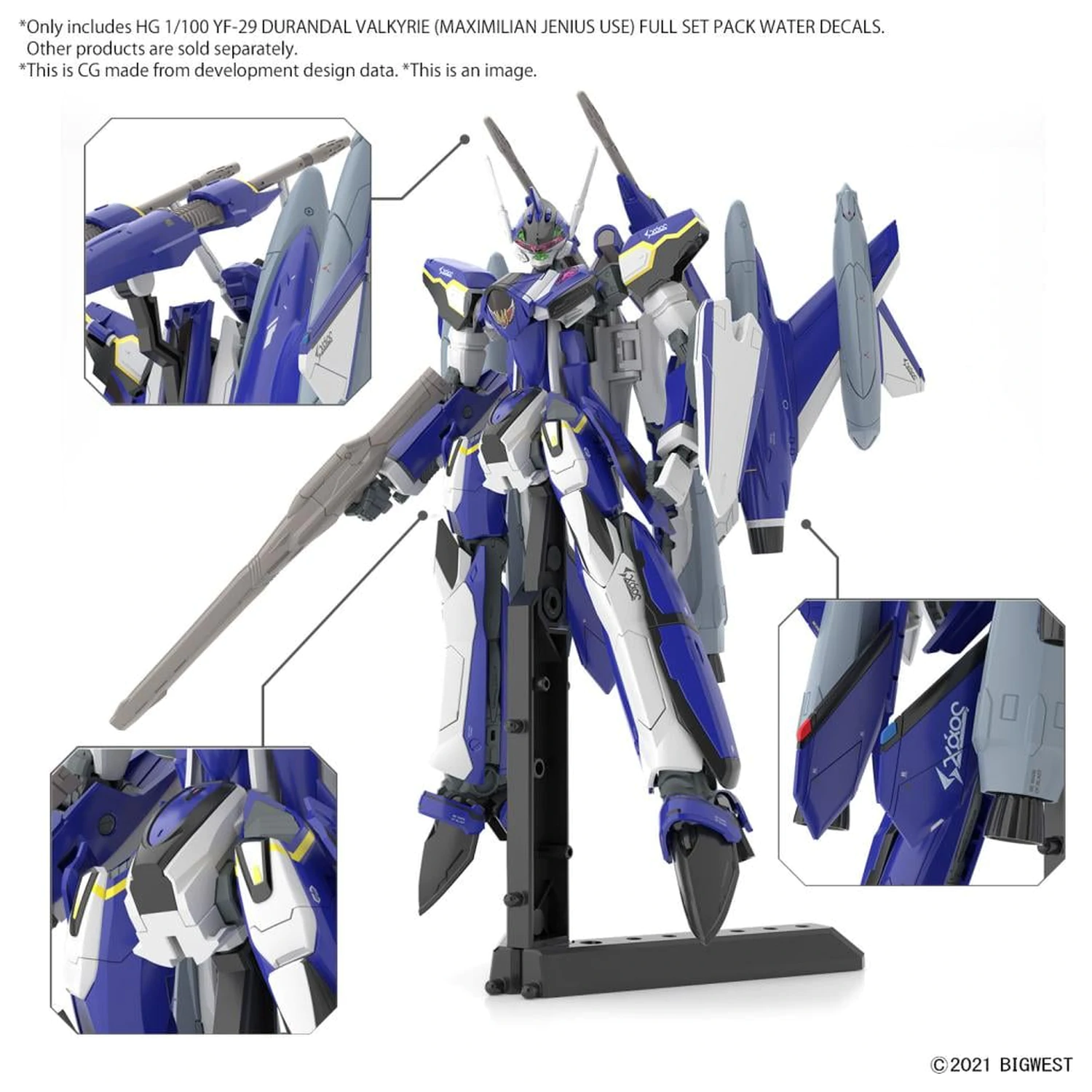 Macross HG 1/100 YF-29 Durandal Valkyrie Set Complet Water D. Kit de model poza produsului