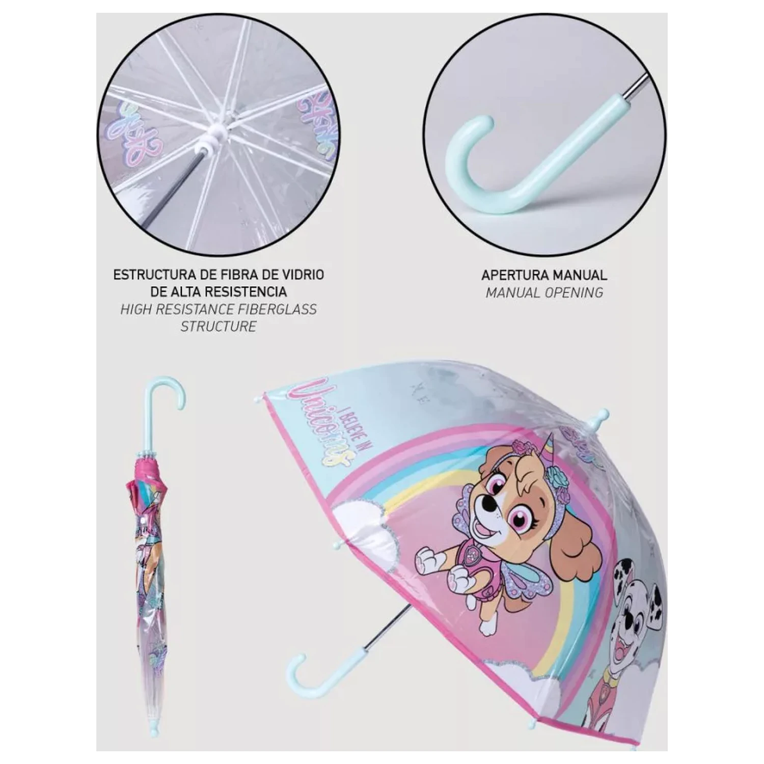 Paw Patrol Believe in Unicorns Umbrela transparenta pentru copii poza produsului