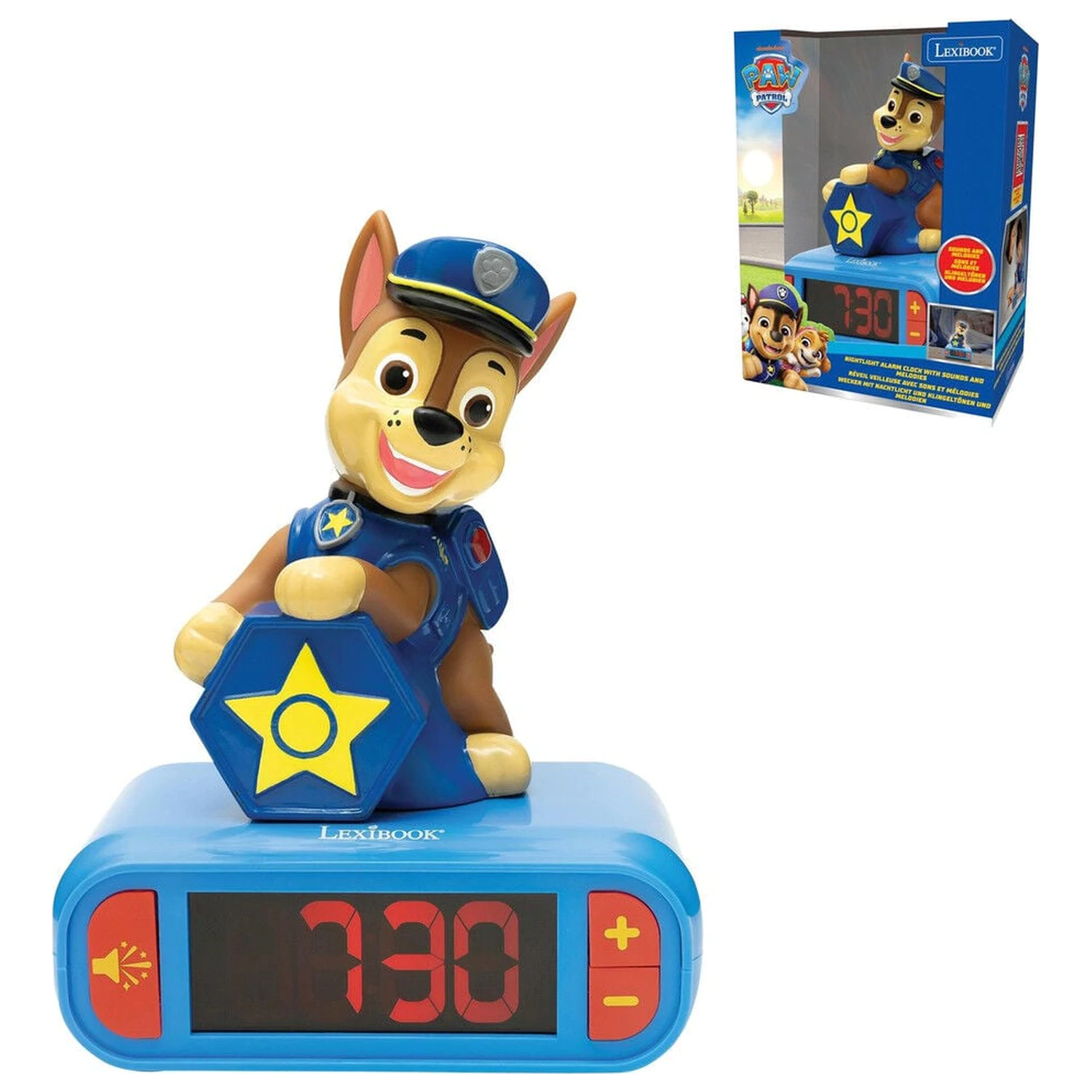 Ceas desteptator digital si lampa de veghe 3D Paw Patrol Chase poza produsului