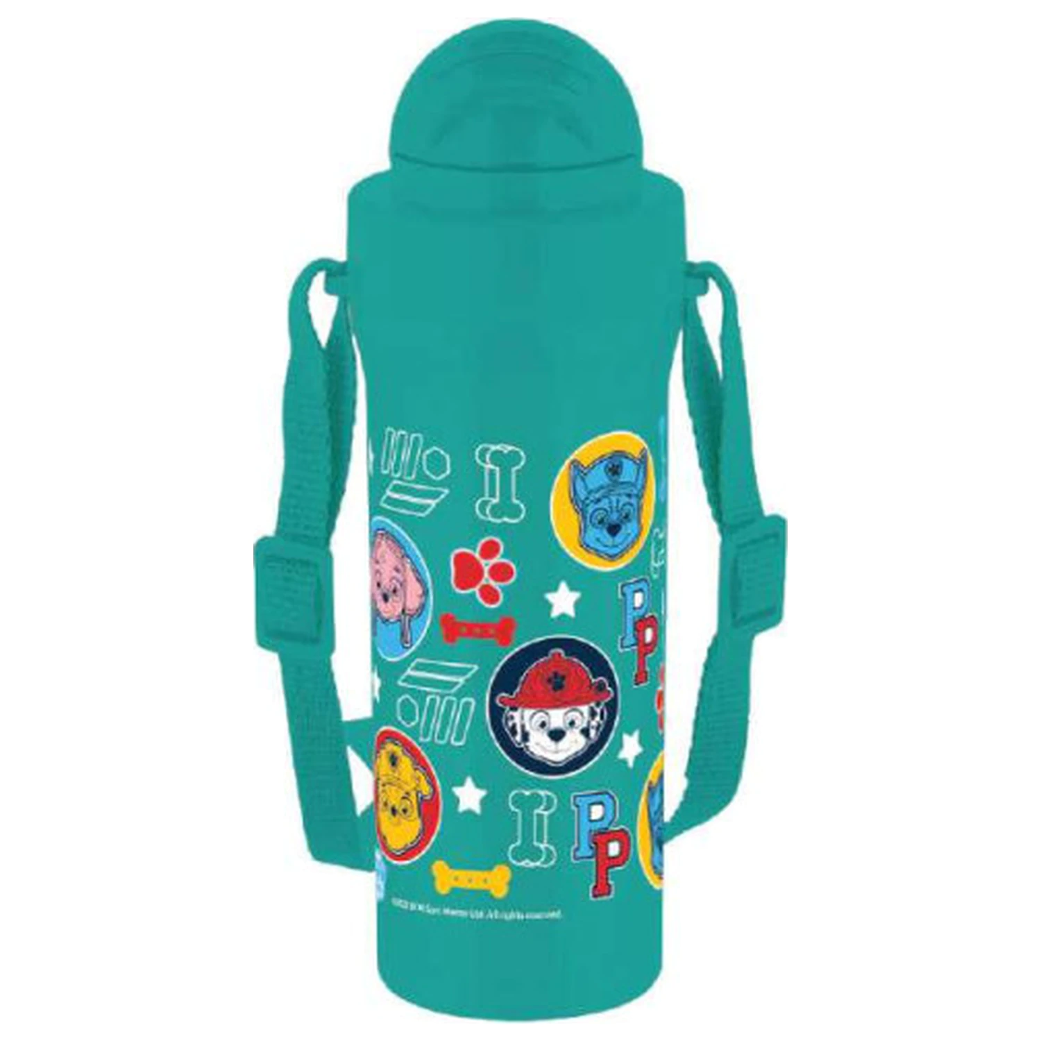 Paw Patrol Heads Sticla de apa din plastic cu pai si agatatoare 350 ml poza produsului