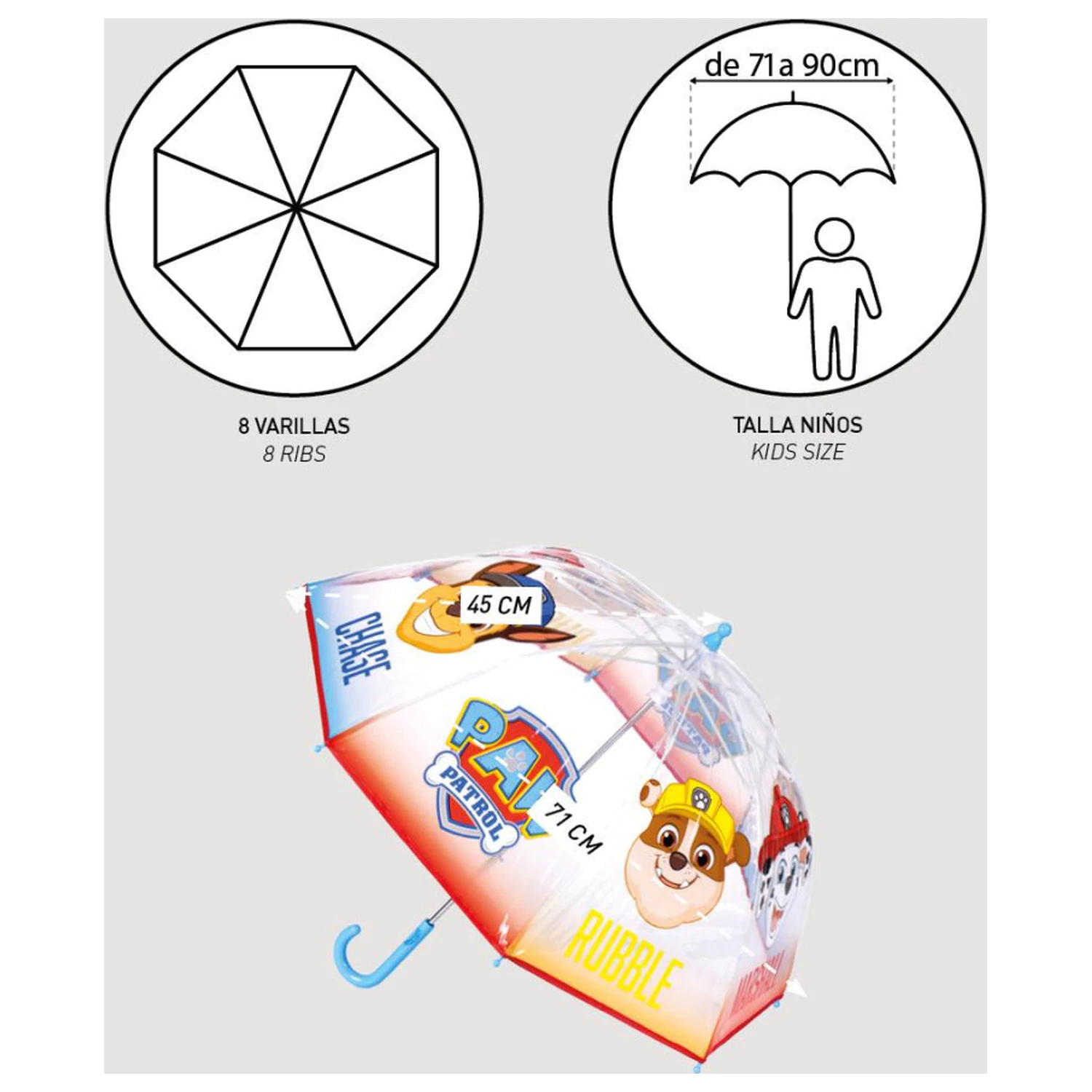 Paw Patrol Rain Guard umbrela transparenta pentru copii Ø71 cm poza produsului