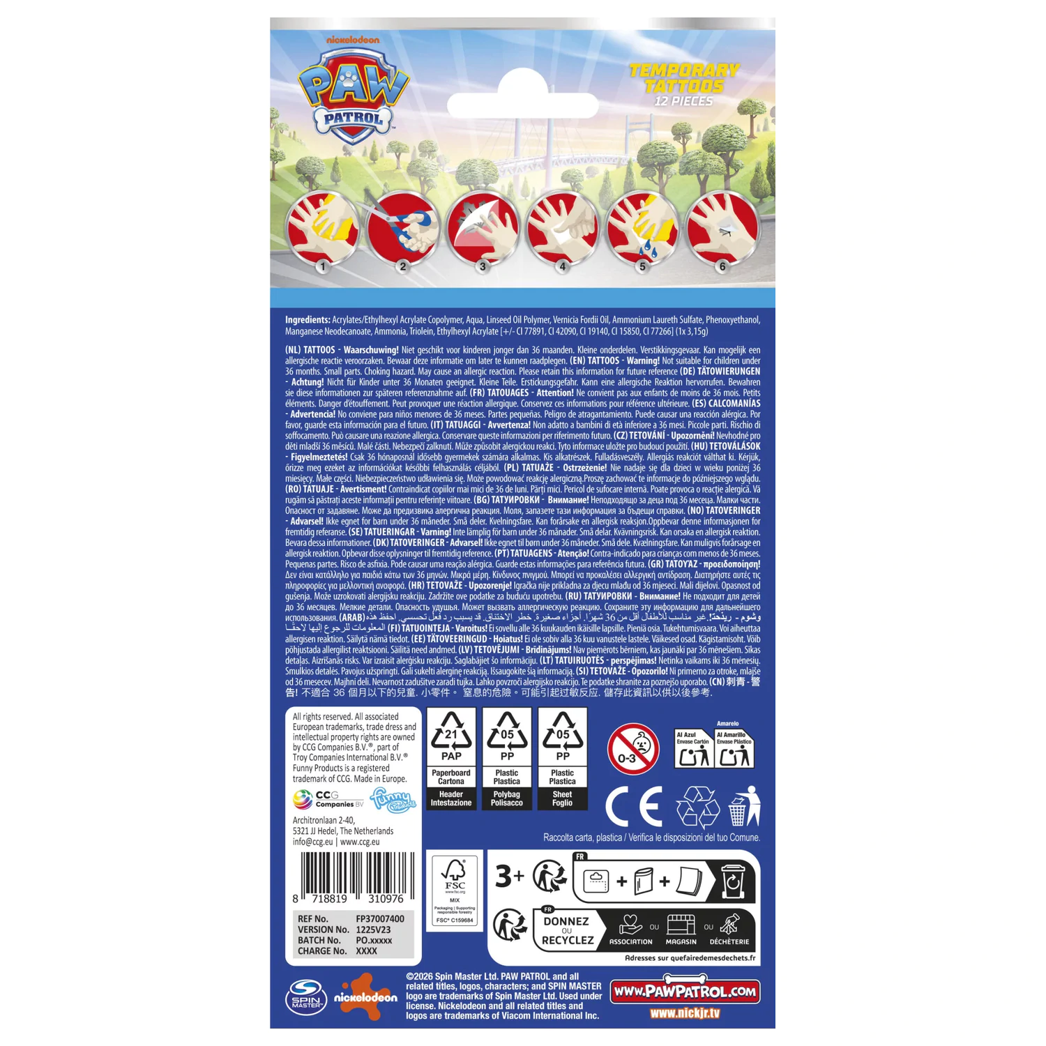 Paw Patrol Rescue Tatuaj 12 buc. poza produsului