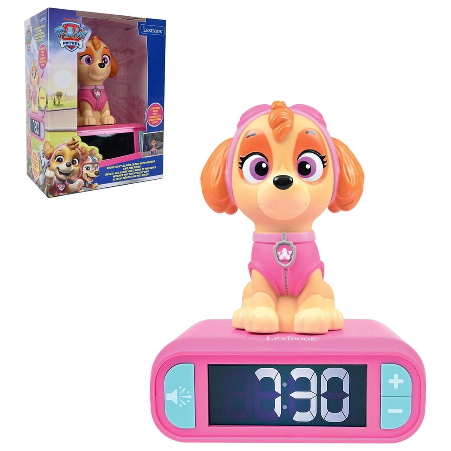 Ceas desteptator digital cu lumina de noapte 3D Paw Patrol Skye poza produsului
