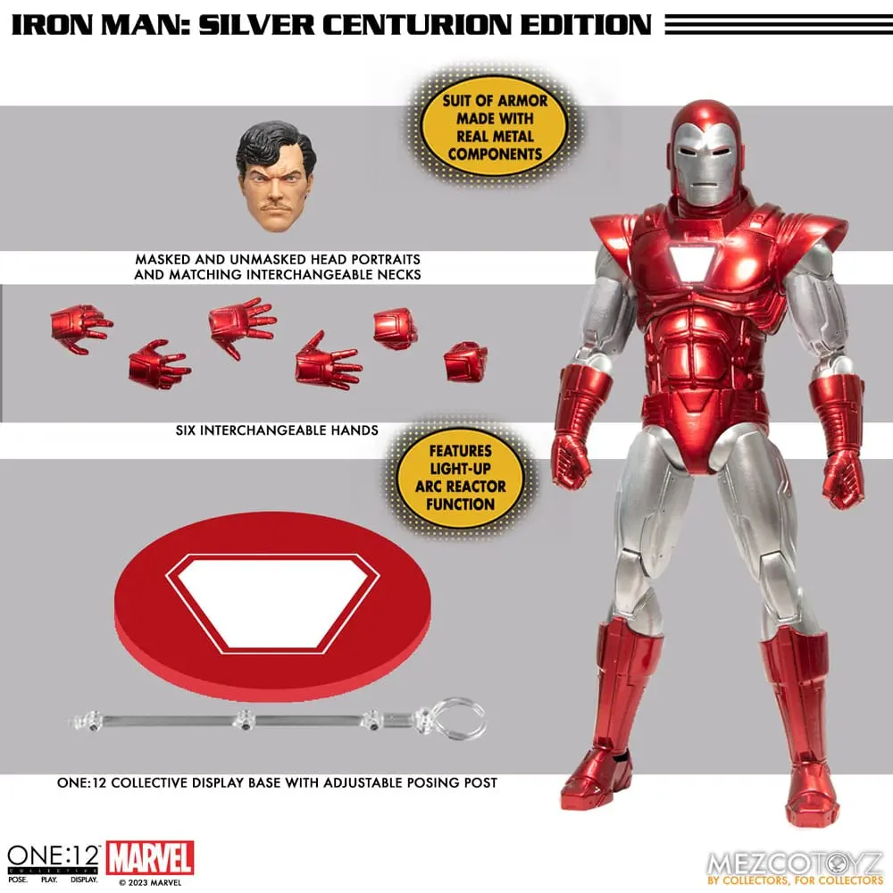 Figurină de acțiune Marvel 1/12 Iron Man (Ediția Centurion Argintiu) 16 cm poza produsului