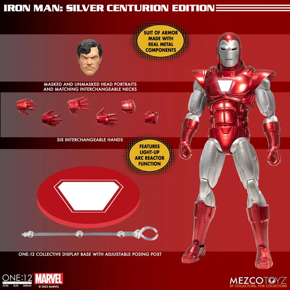 Figurină de acțiune Marvel 1/12 Iron Man (Ediția Centurion Argintiu) 16 cm poza produsului