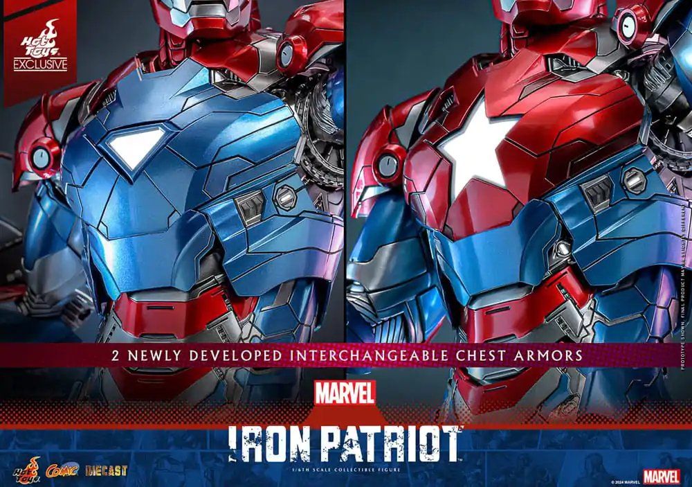 Figurină de acțiune de colecție din metal turnat Marvel 1/6 Iron Patriot Hot Toys Exclusive 32 cm poza produsului