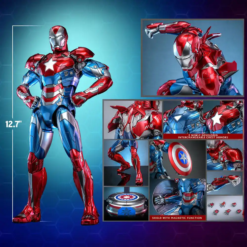 Figurină de acțiune de colecție din metal turnat Marvel 1/6 Iron Patriot Hot Toys Exclusive 32 cm poza produsului