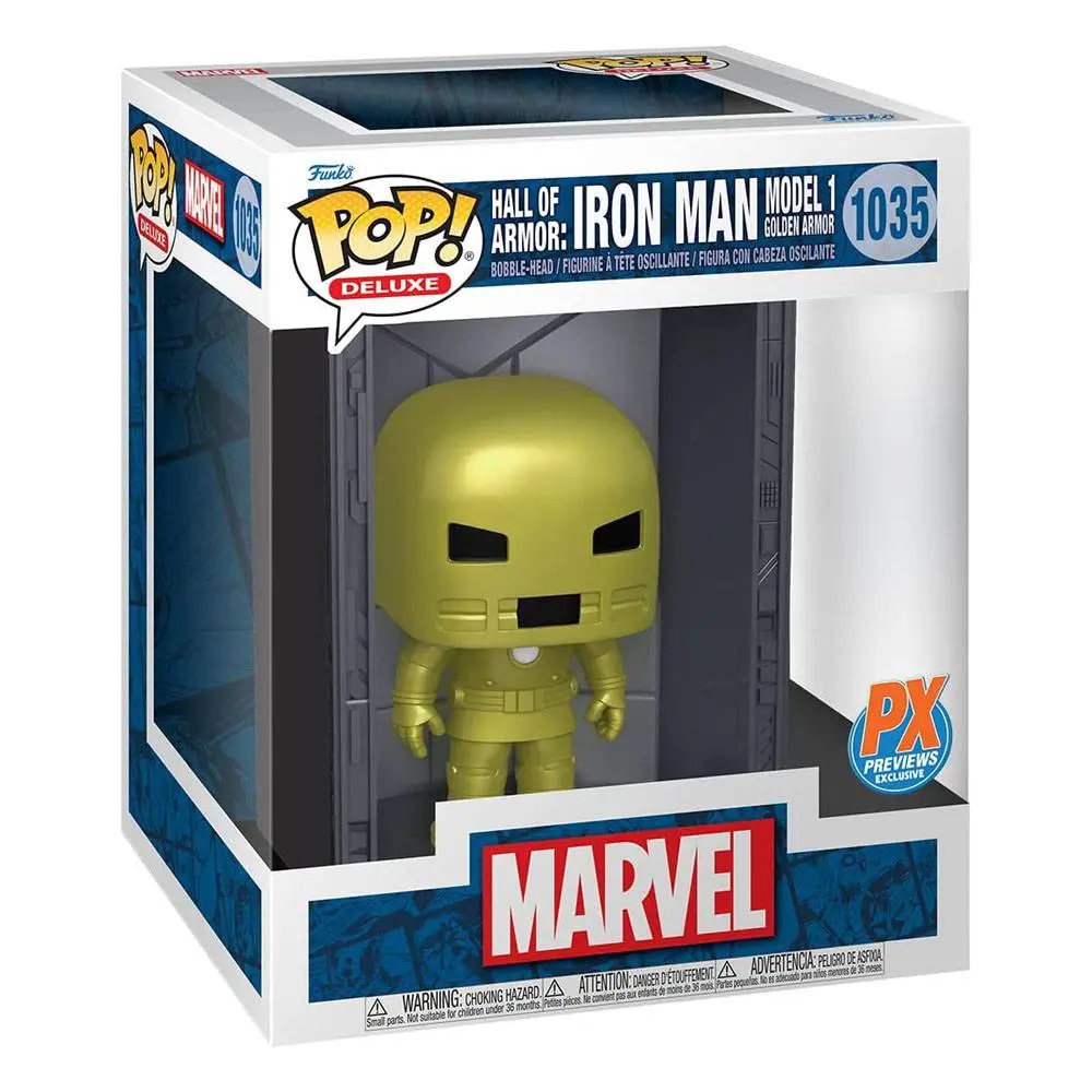 Figurină de Vinil Deluxe Marvel POP! Hall of Armor Iron Man Model 1 PX Exclusive 9 cm poza produsului