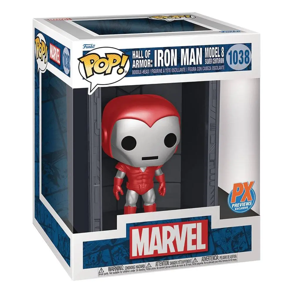 Marvel POP! Figurina de Vinil Deluxe Hall of Armor Iron Man Model 8 Silver Centurion PX Exclusive 9 cm poza produsului