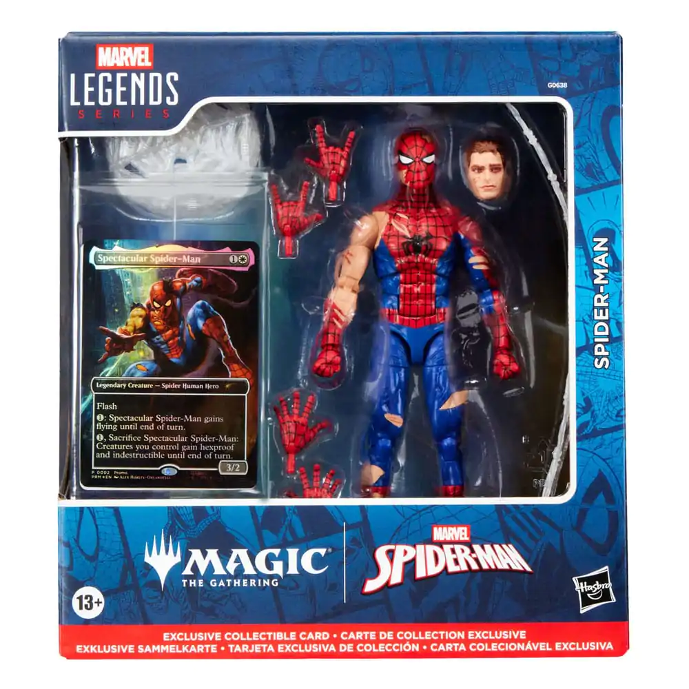 Marvel Legends Magic: The Gathering Figurina de actiune Battle-Damaged Spider-Man (plus Exclusive Foil Card) 15 cm poza produsului