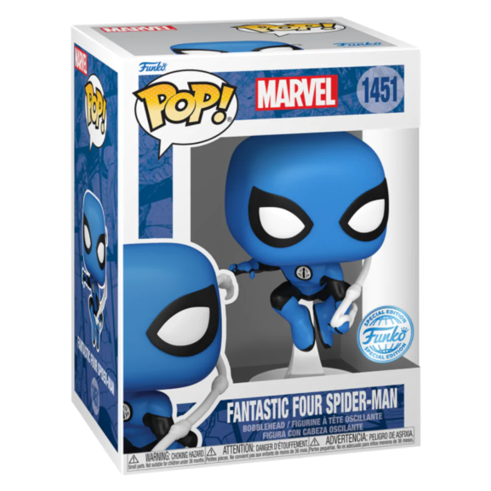 Marvel Pop! Figurina din vinil Fantastic Four Spider-Man Costum Albastru Ediție Specială 10 cm poza produsului