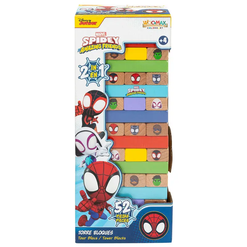 Marvel Spidey set din lemn turn de blocuri + domino poza produsului