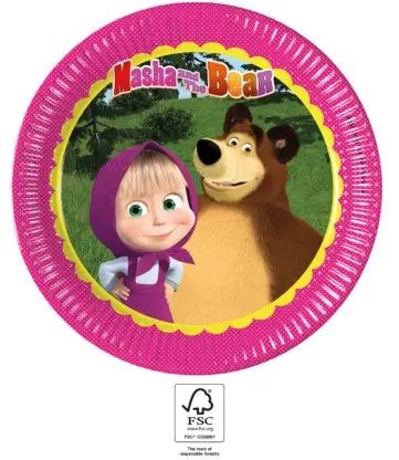 Masha and the Bear Farfurii de hartie 8 bucati 23 cm FSC poza produsului