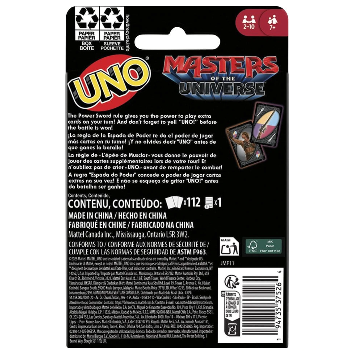 Masters of the Universe 2026 Movie UNO Card Game poza produsului
