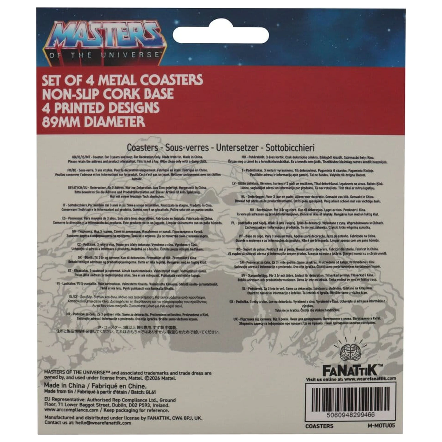 Masters of the Universe set de 4 bucati suporturi de pahare metalice imprimate poza produsului