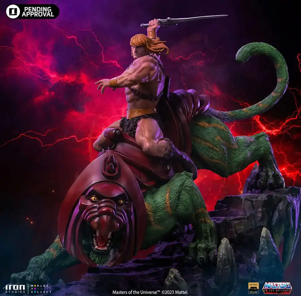 Statuie Art Scale Deluxe Masters of the Universe 1/10 He-man and Battle Cat 31 cm poza produsului