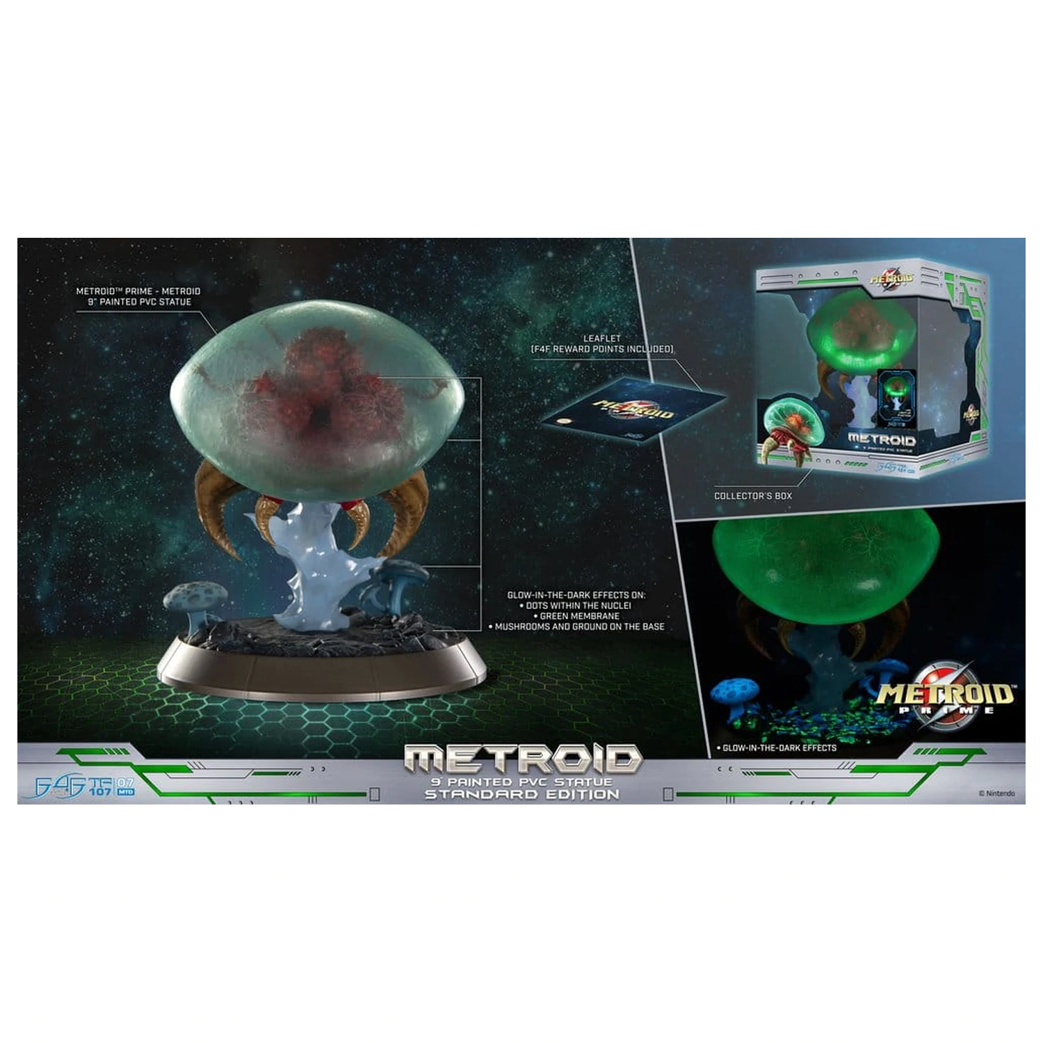 Metroid Prime figurina PVC Metroid (Standard) (Glow in the Dark) 21 cm poza produsului
