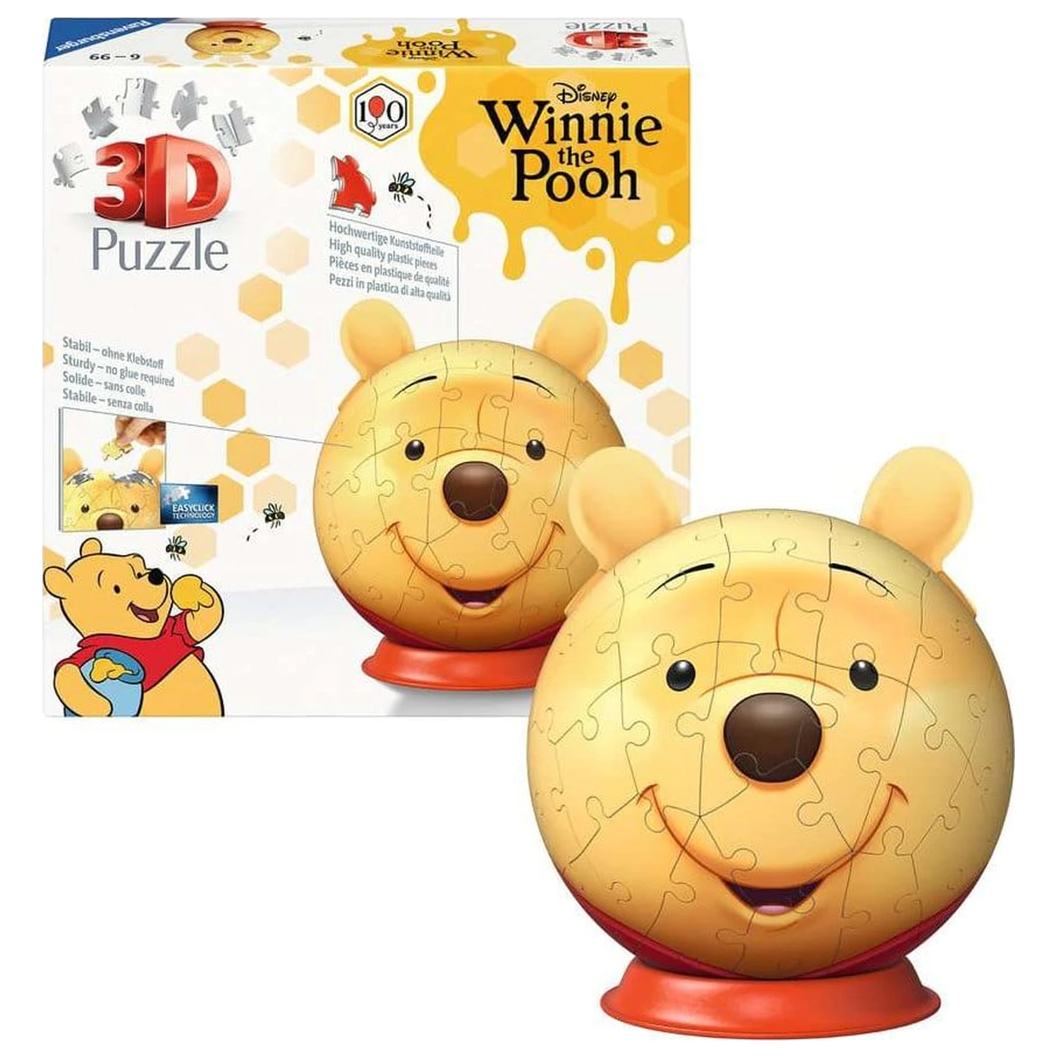 Winnie the Pooh 3D Jigsaw Puzzle Ball with Ears (77 piese) poza produsului