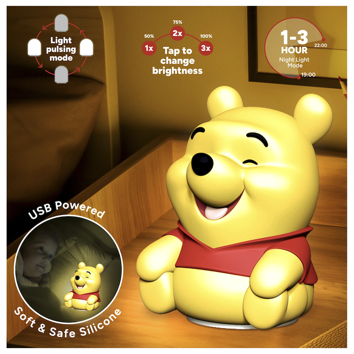 Winnie the Pooh 'SquishyGlo' Lampa Decorativa Reincarcabila poza produsului