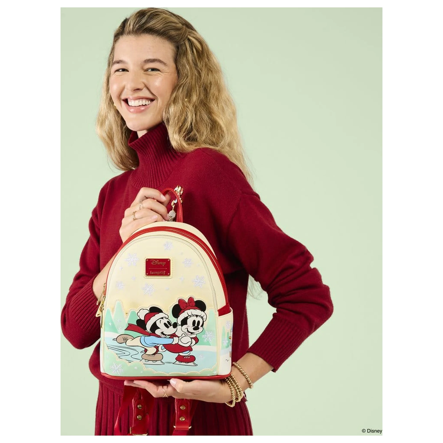 Rucsac mini Mickey & Friends by Loungefly cu suport pentru bentita Ice Skating poza produsului