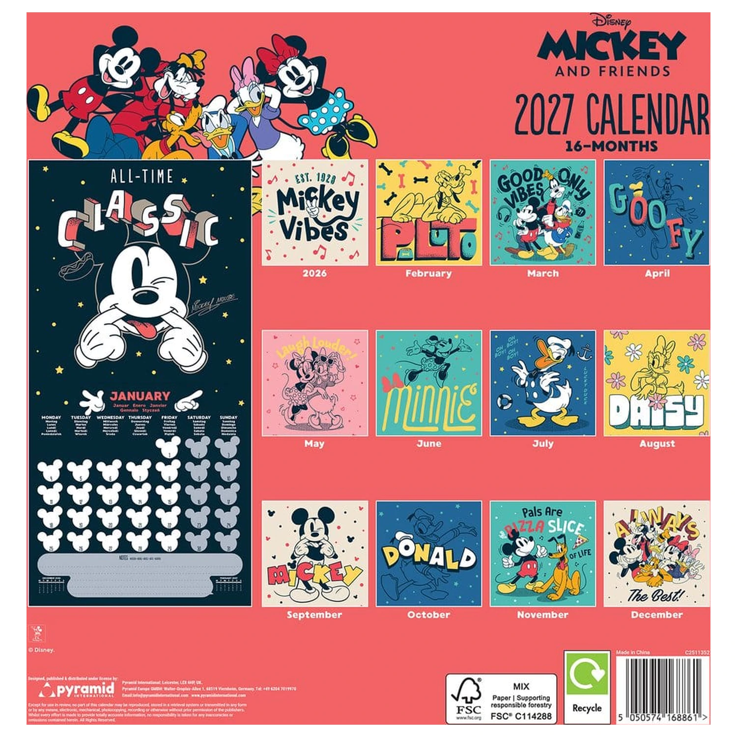 Mickey & Friends Calendar 2027 30 x 30 cm poza produsului