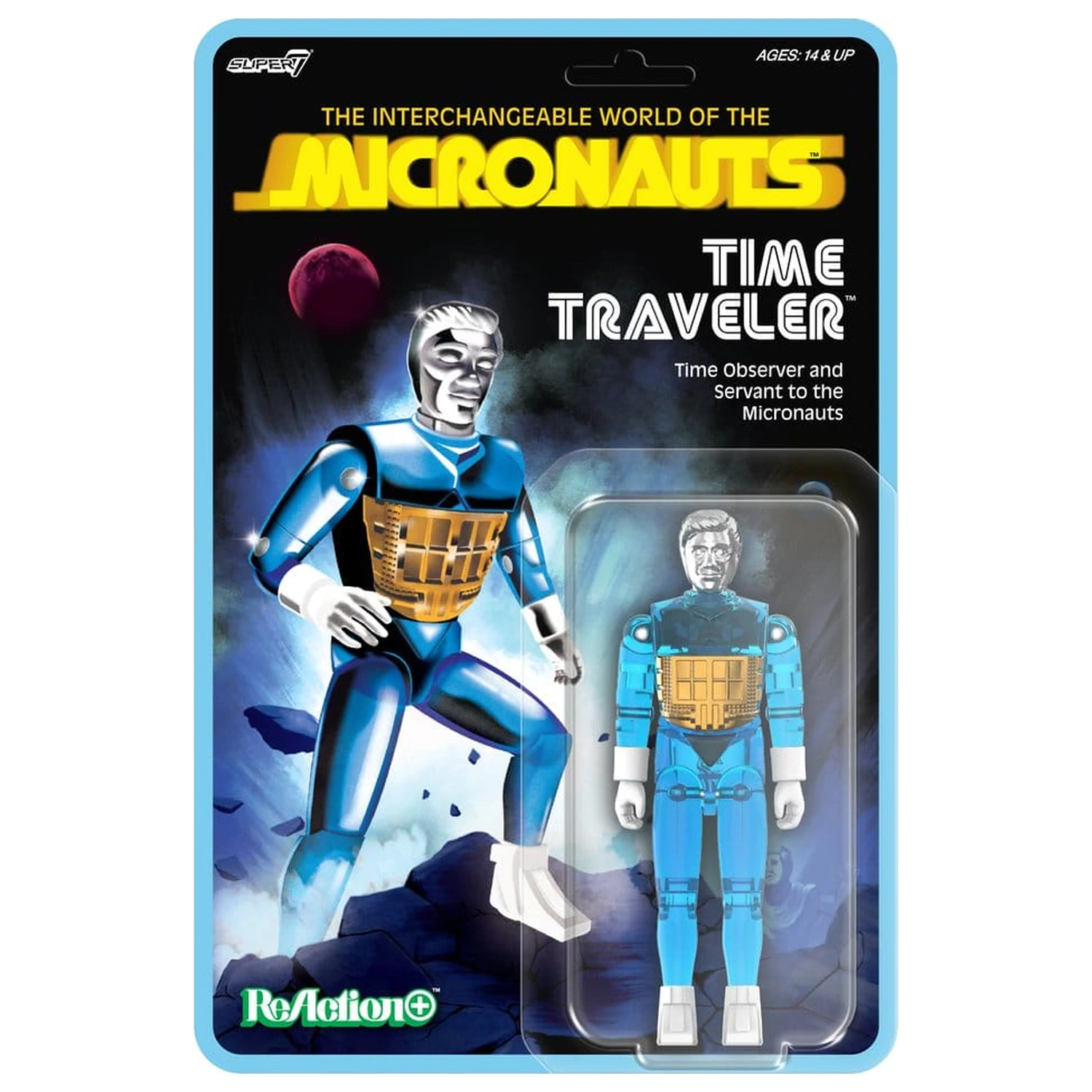 Micronauts ReAction+ Figurina de actiune Wave 03 Time Traveler (Translucent Blue) 10 cm poza produsului