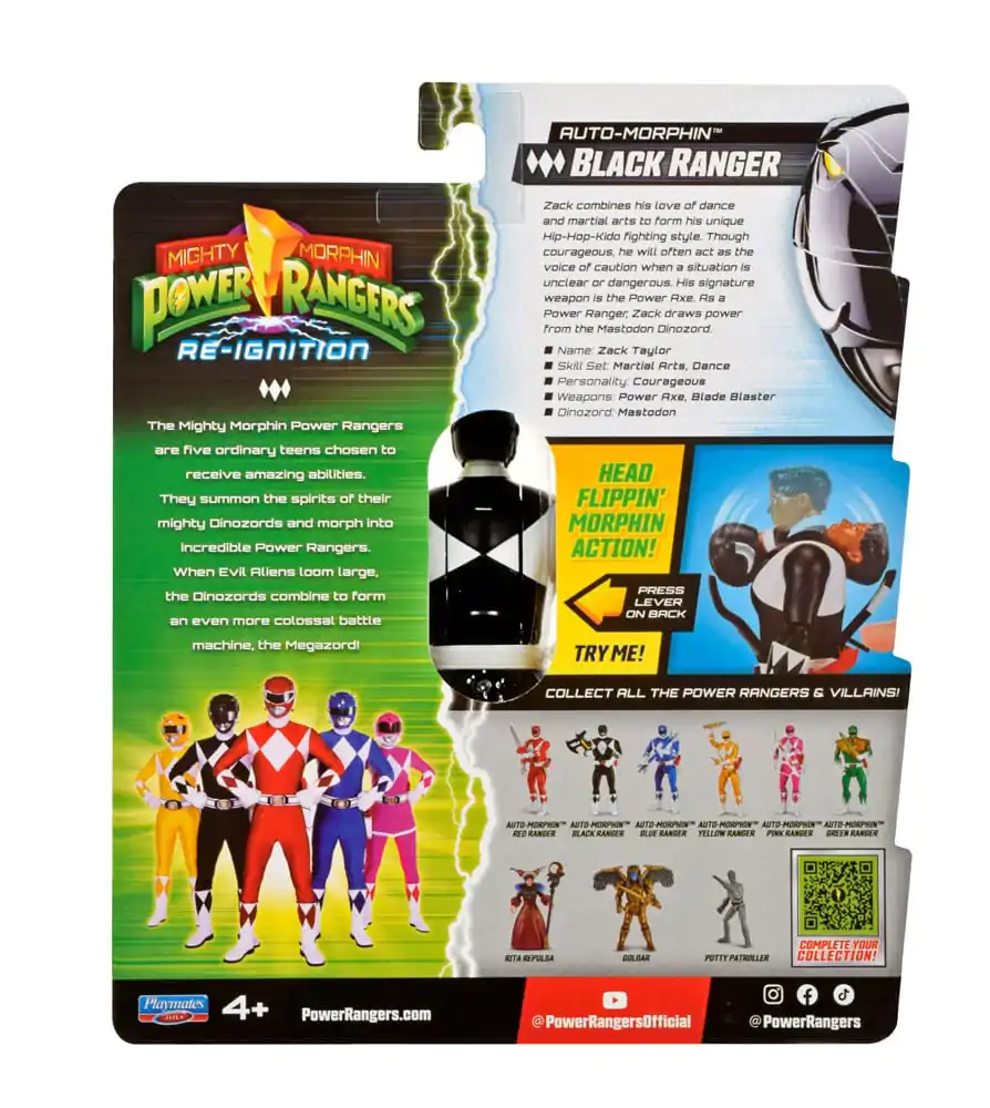 Mighty Morphin Power Rangers Action Figure Auto-Morphin Black Ranger 12 cm figurină de acțiune poza produsului