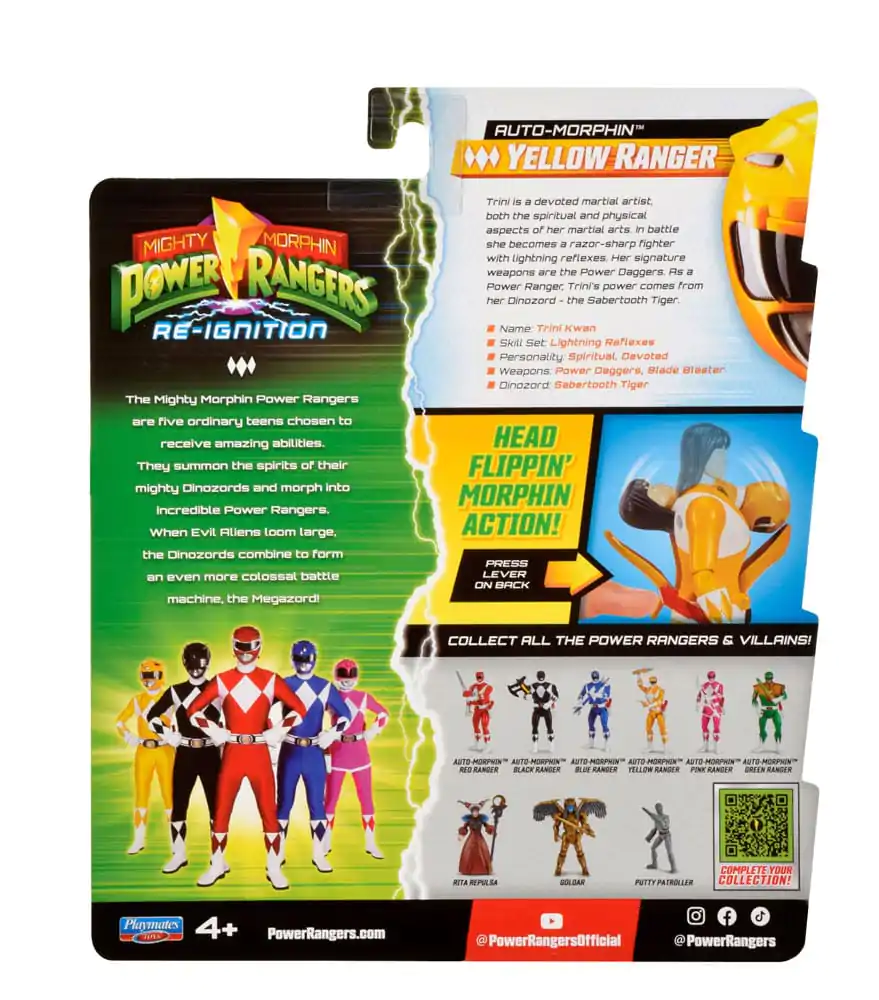 Mighty Morphin Power Rangers Figurina de acțiune Auto-Morphin Yellow Ranger 12 cm poza produsului