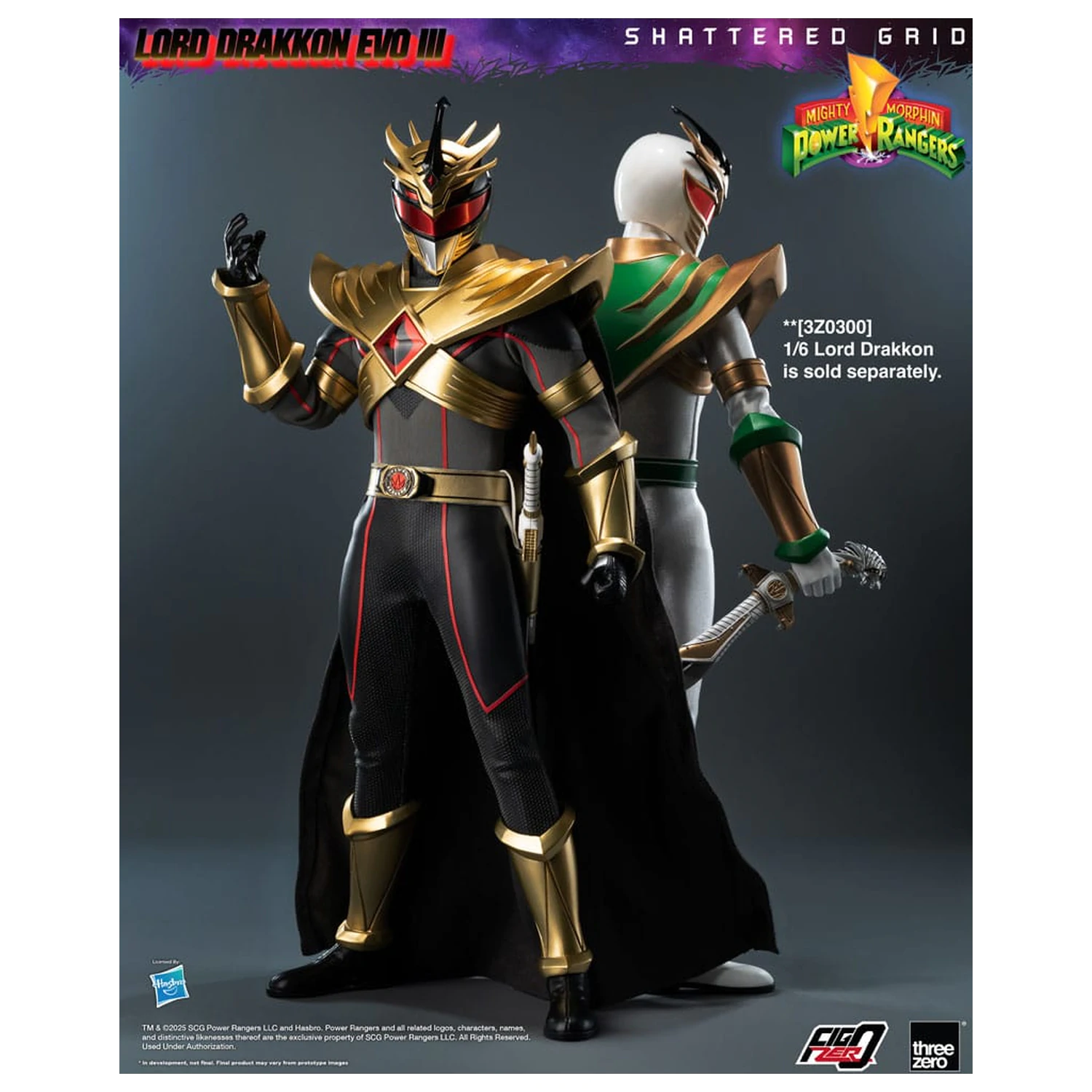 Mighty Morphin Power Rangers Shattered Grid FigZero figurina de acțiune 1/6 Lord Drakkon Evo III 30 cm poza produsului