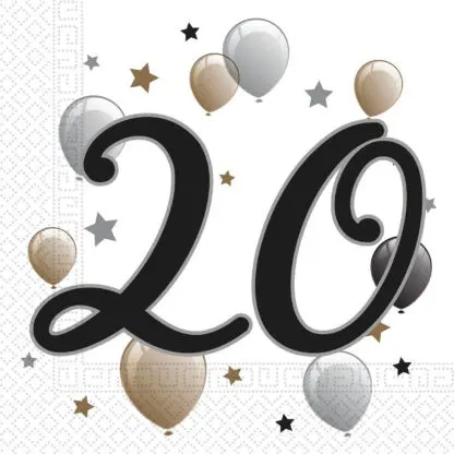 Milestone, Happy Birthday 20 Șervețele, Pachet de 20 bucăți, 33x33 cm poza produsului