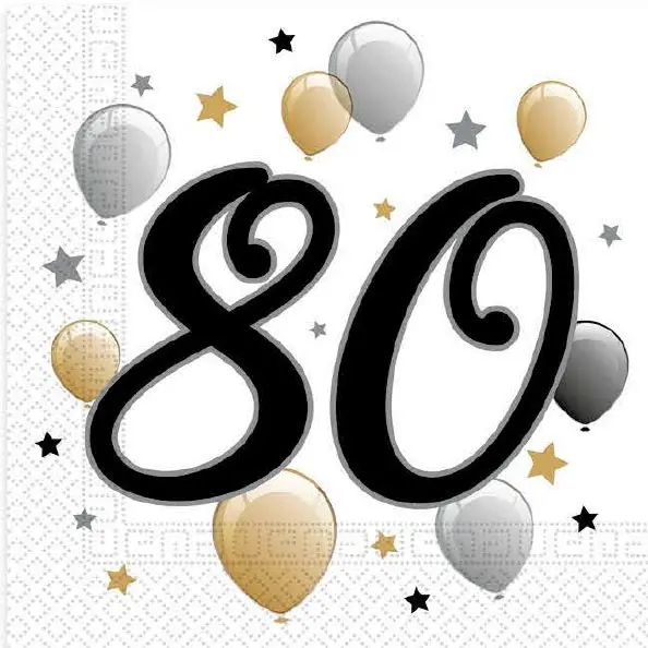 Milestone, Servetele La multi ani 80, Pachet de 20 bucati, 33x33 cm poza produsului