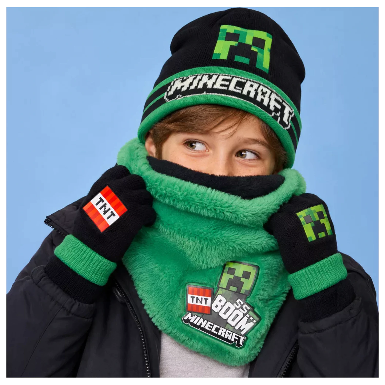 Set caciula, fular si manusi copii Minecraft Boom Deluxe poza produsului