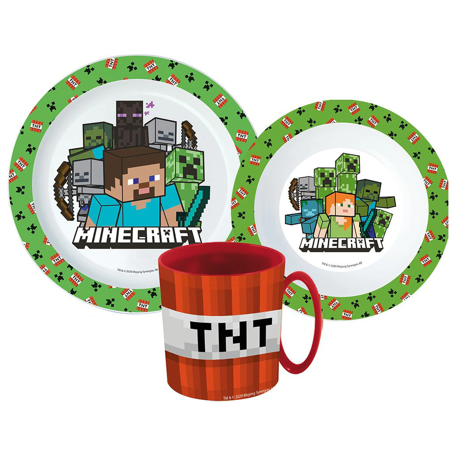 Set de vesela Minecraft Creeper, Set Micro Plastic cu cana 350 ml poza produsului