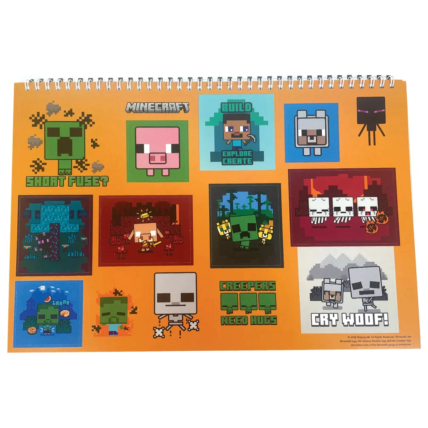 Minecraft Creepers Need Hugs A/4 Spiral Sketchbook cu 40 de stickere poza produsului