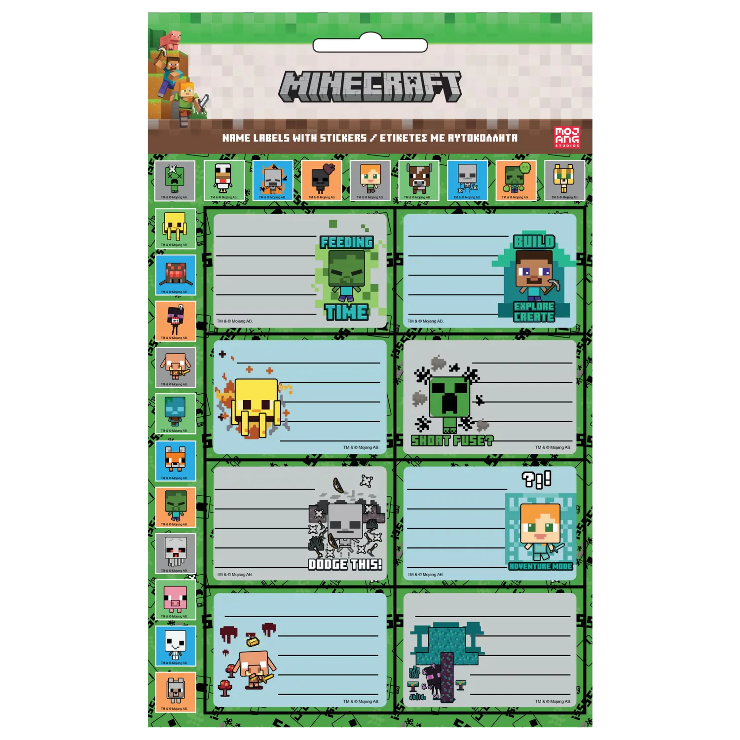 Minecraft Creepers Need Hugs Etichetă caiet cu Stickere, 16 piese poza produsului