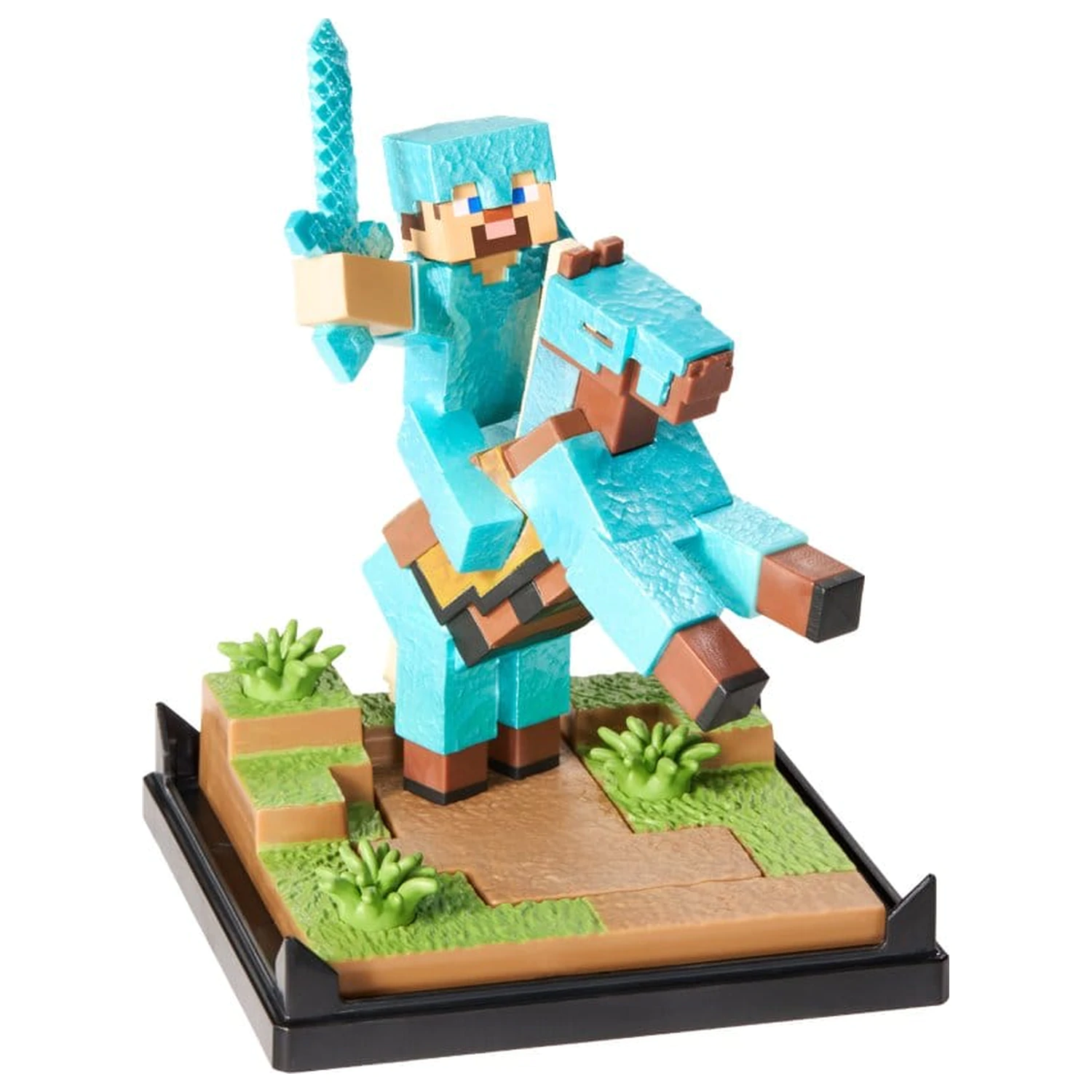Minecraft Figura Diorama Armura de Diamant Steve si Cal 18 cm poza produsului