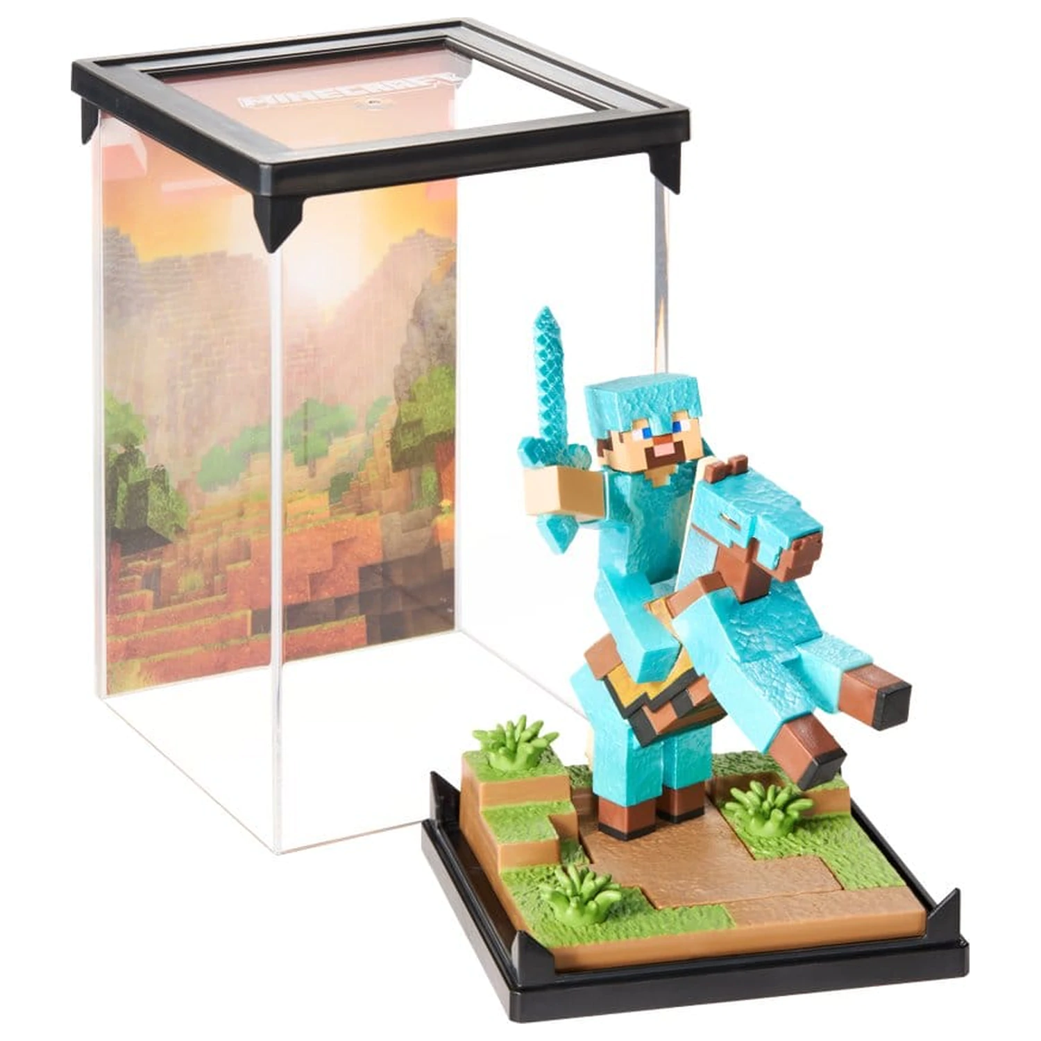 Minecraft Figura Diorama Armura de Diamant Steve si Cal 18 cm poza produsului