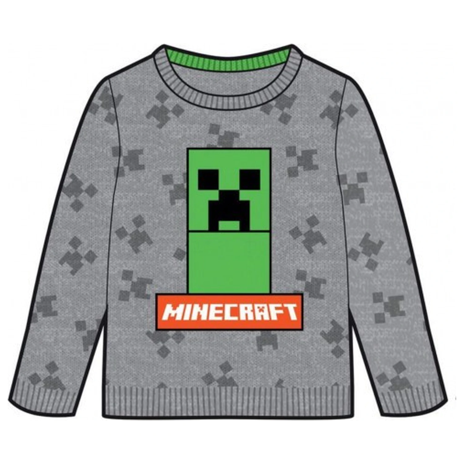 Minecraft Grey Kids' Knitted Pulover pentru copii din tricotaj, gri poza produsului