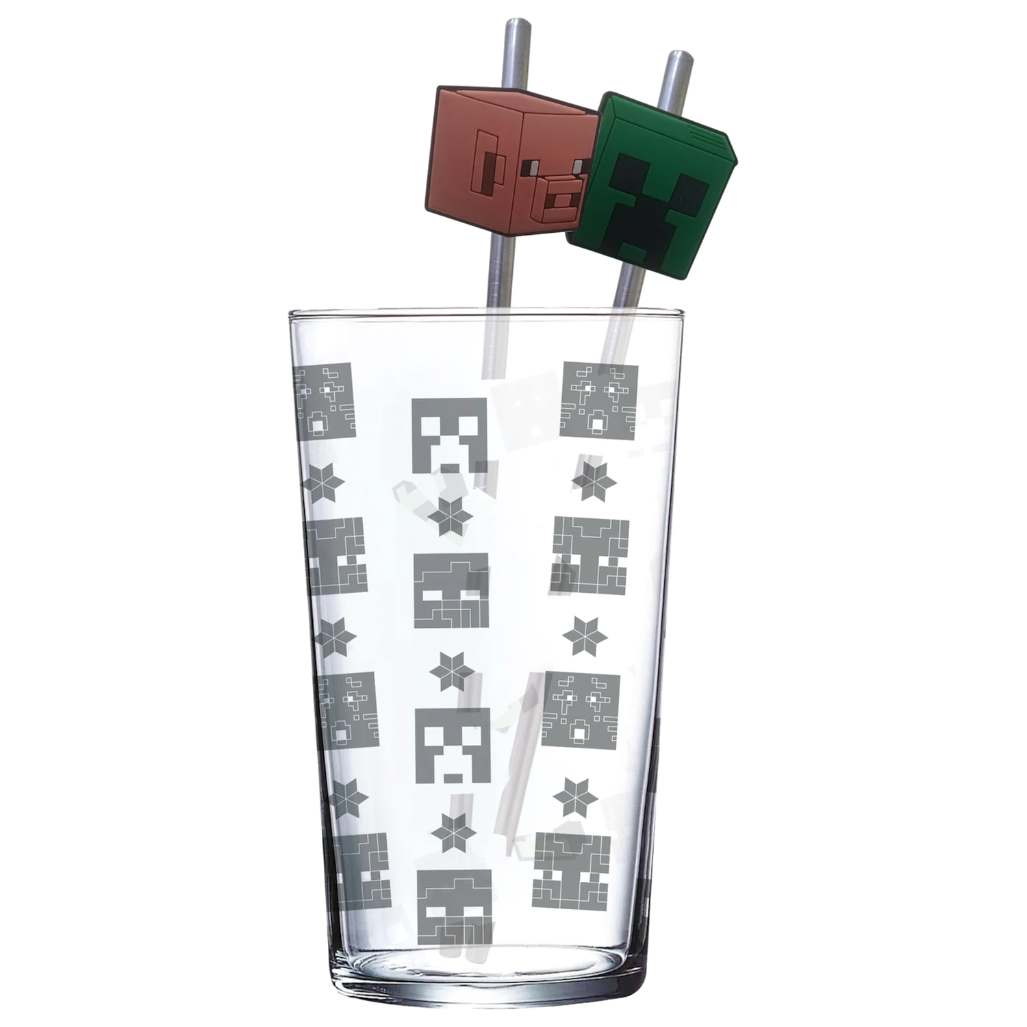 Minecraft Glass Tumbler cu Paie poza produsului
