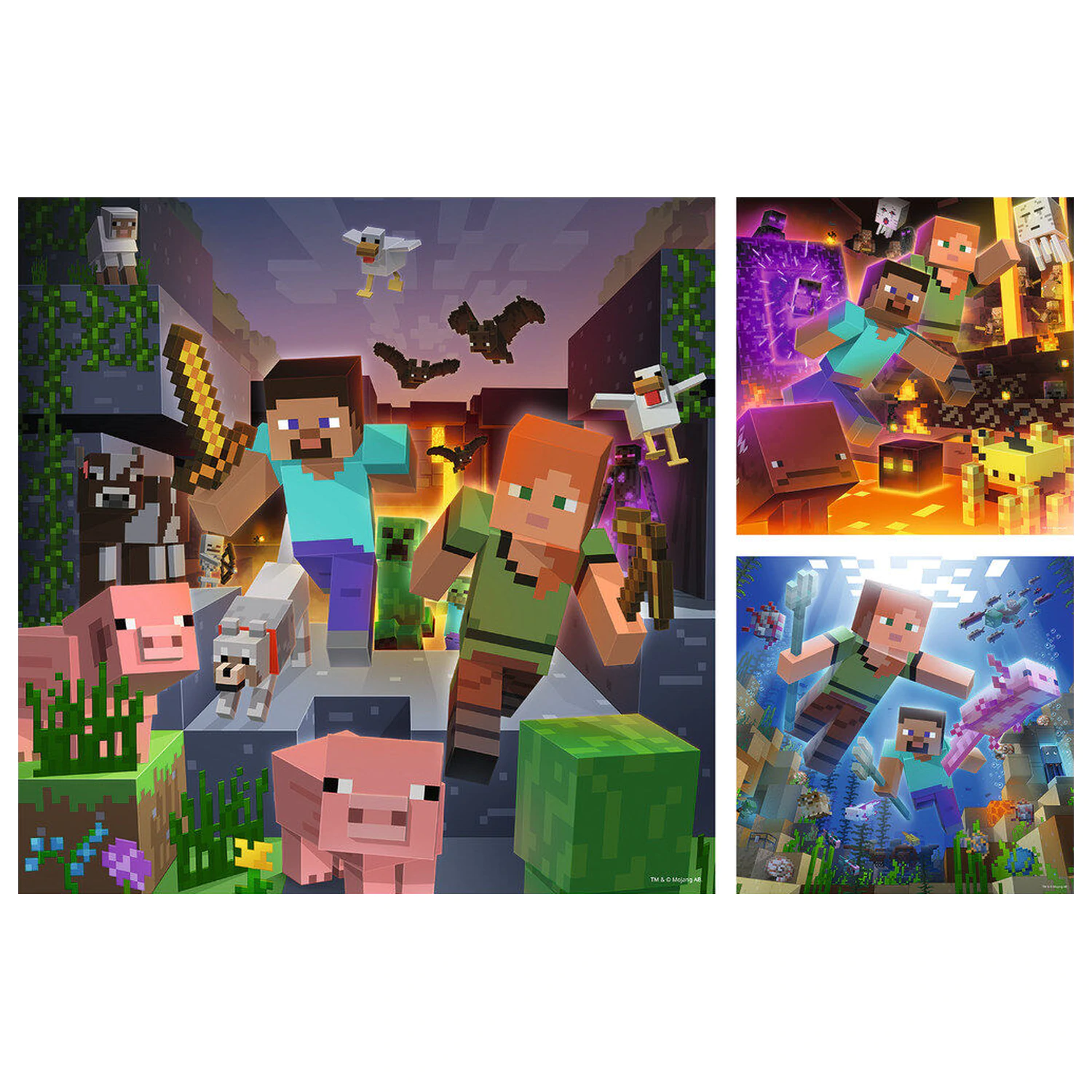 Minecraft puzzle 3x49 piese poza produsului