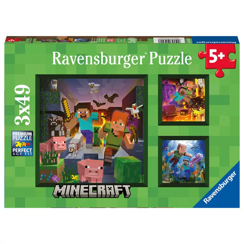 Minecraft puzzle 3x49 piese poza produsului