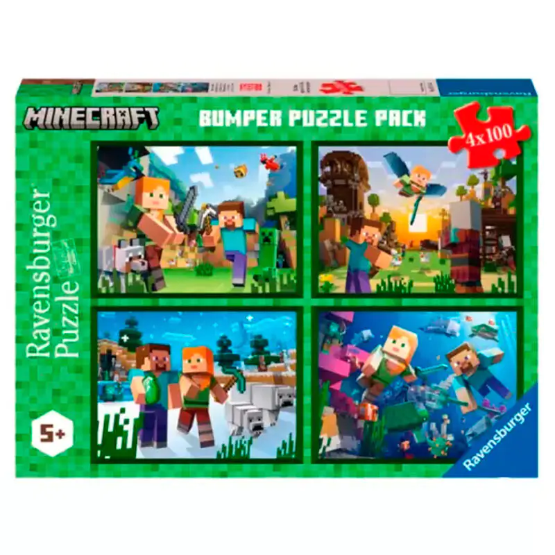 Minecraft puzzle 4x100 piese poza produsului