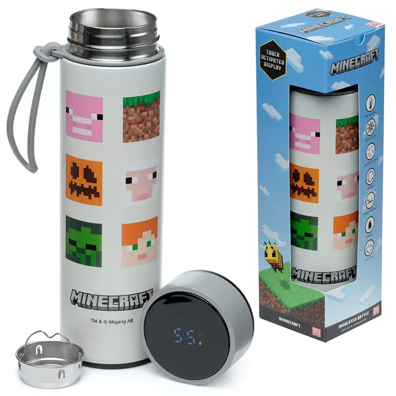 Minecraft termos sticlă din oțel inoxidabil cu termometru 450ml poza produsului