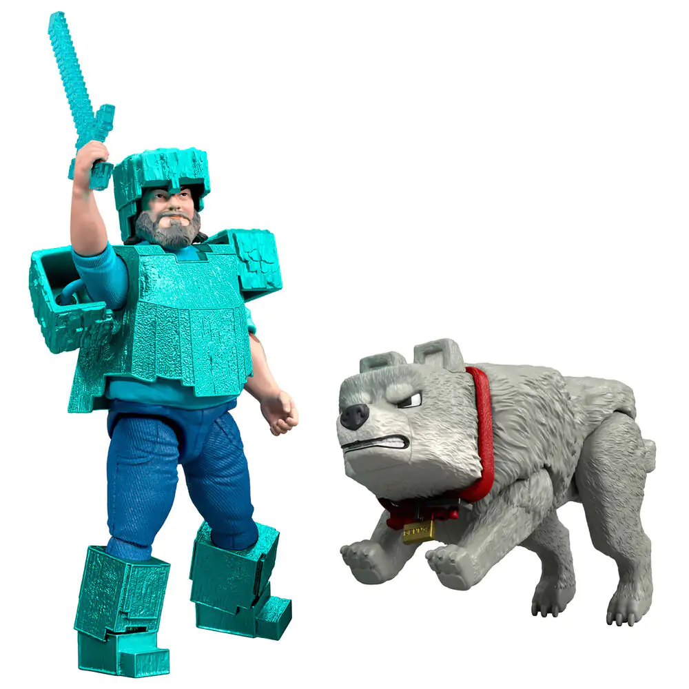 Minecraft The Movie Steve & Wolf set 2 figurine poza produsului