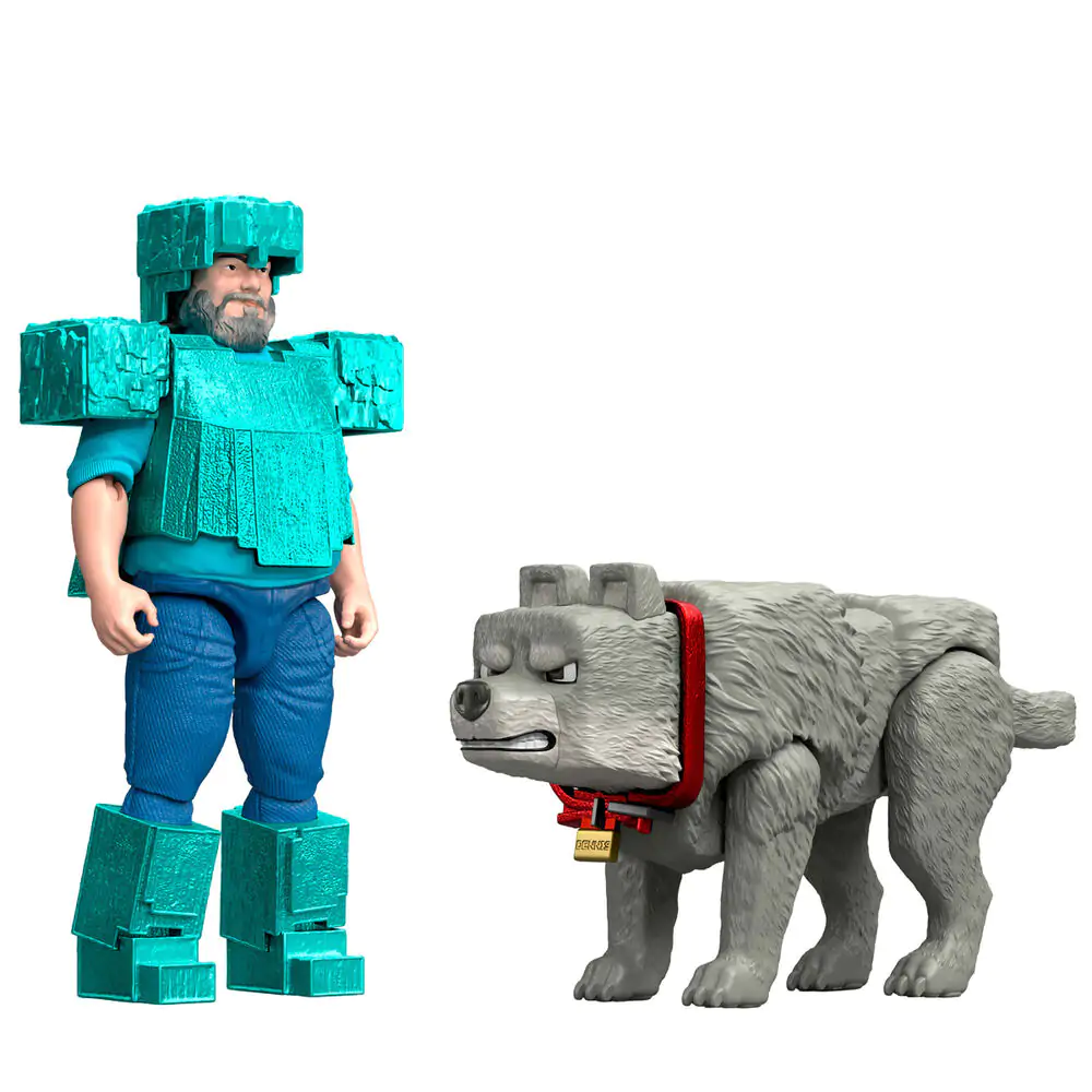 Minecraft The Movie Steve & Wolf set 2 figurine poza produsului