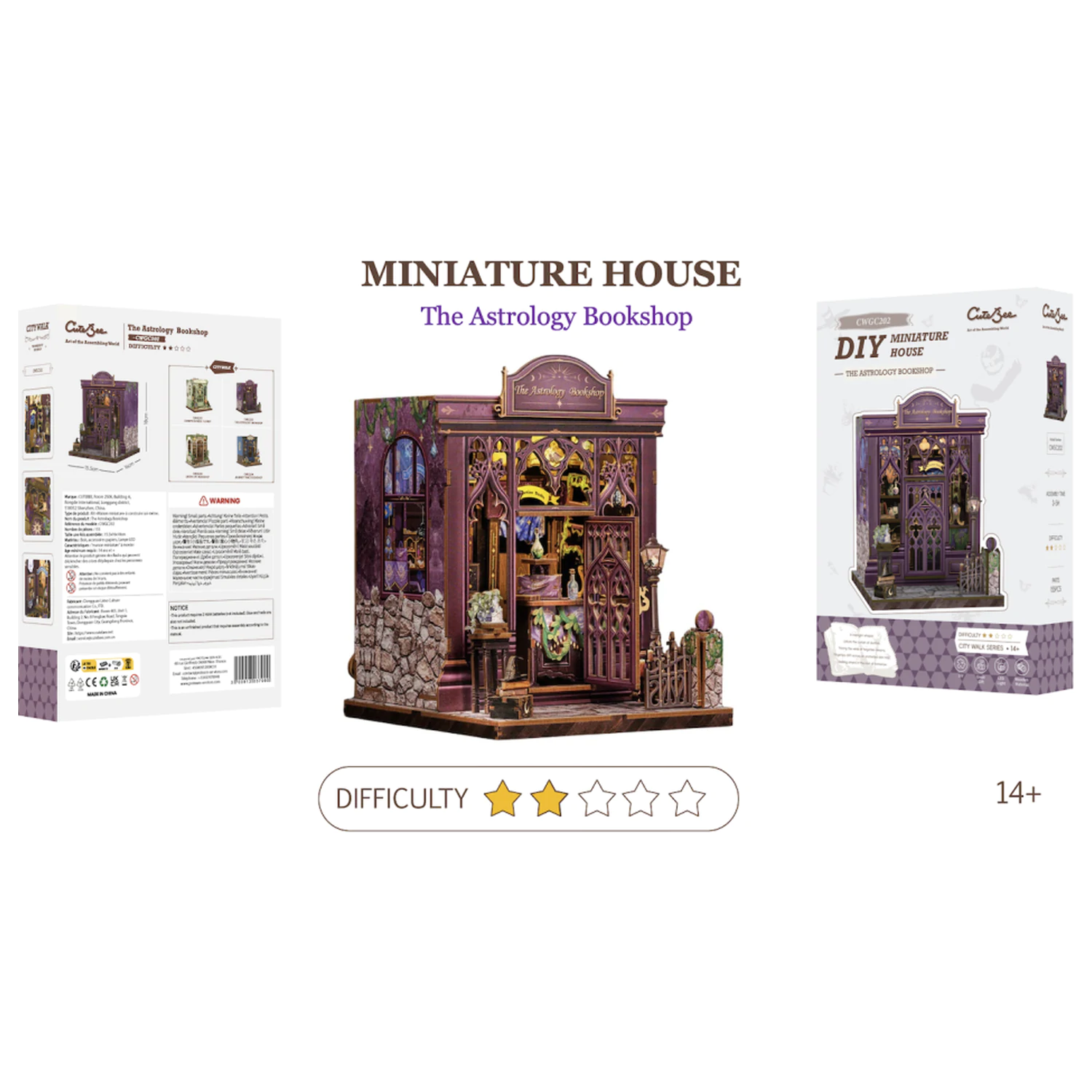 Miniature House DIY Astrology Bookshop 155 piese + set de construcție cu lumină LED poza produsului