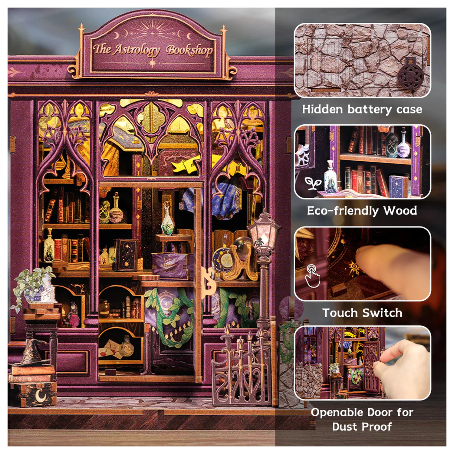 Miniature House DIY Astrology Bookshop 155 piese + set de construcție cu lumină LED poza produsului