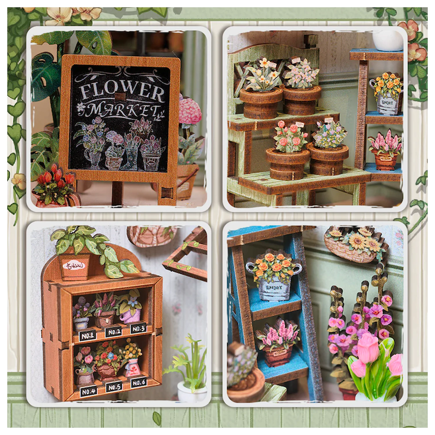 Casa in miniatura DIY Champs-Élysées Florist 199 piese + set de constructie cu lumina LED poza produsului