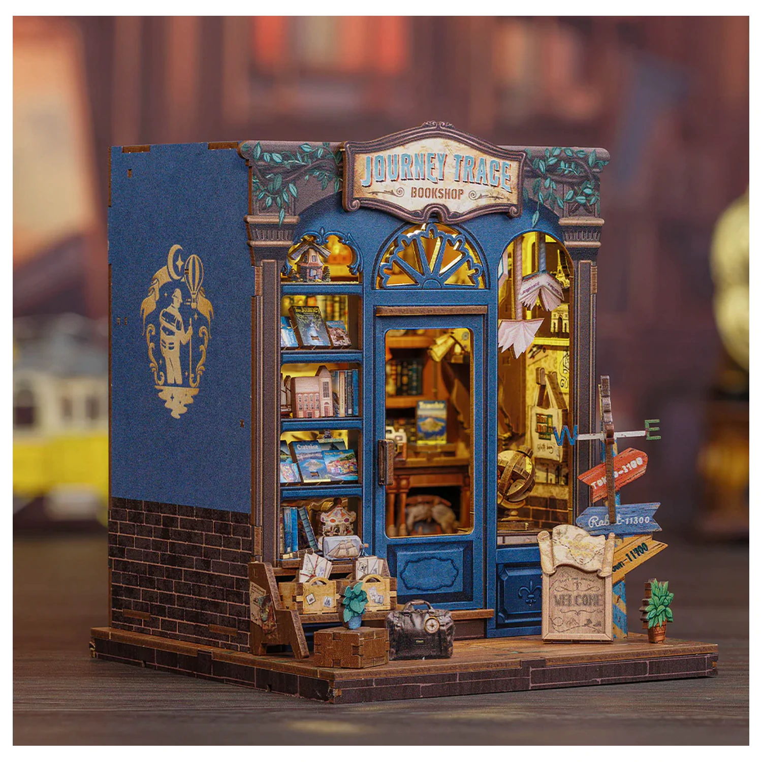 MINIATURE HOUSE DIY Journey Trace Bookshop 241 piese + Set de constructie cu lumina LED poza produsului