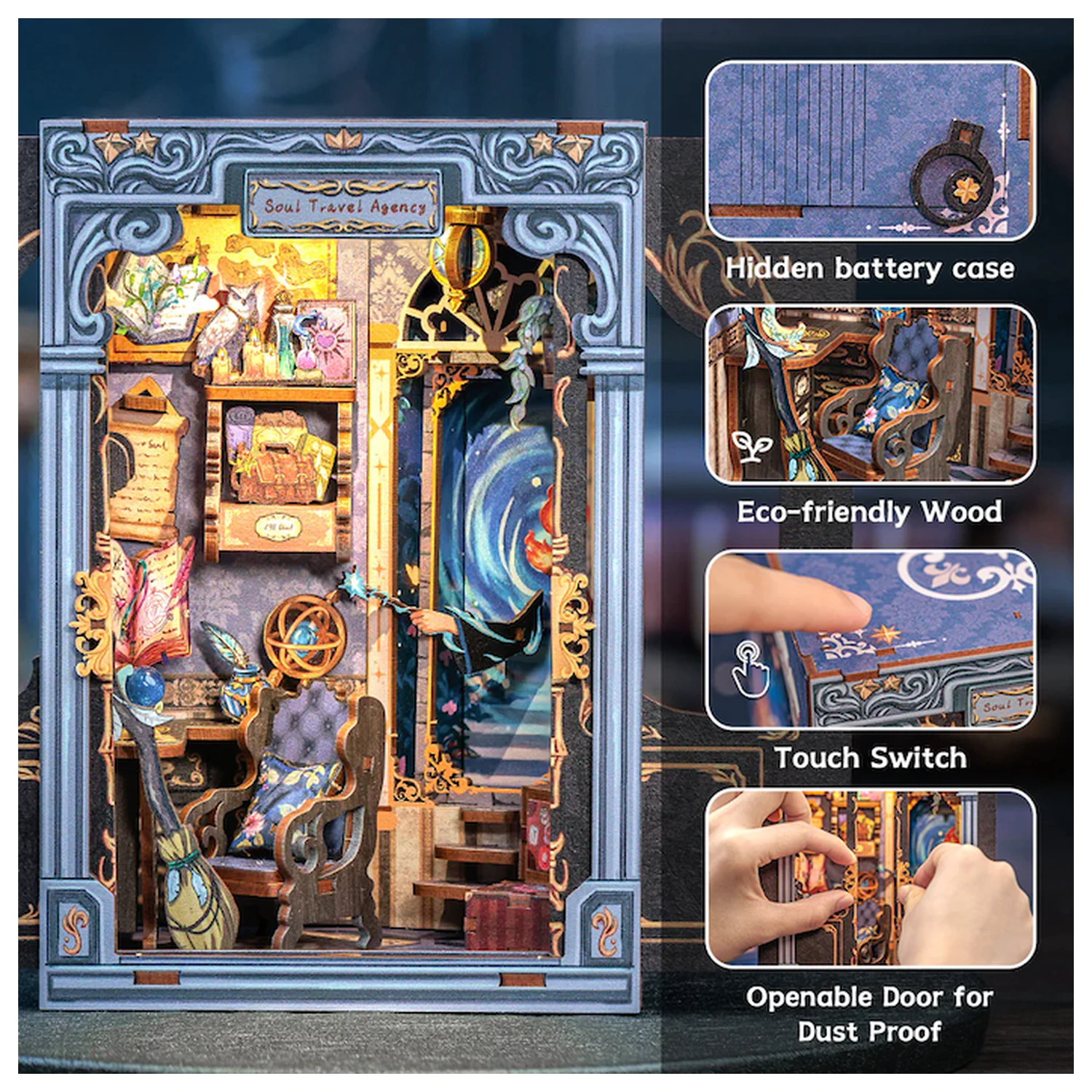MINIATURE HOUSE DIY Soul Travel Agency 97 piese + set de constructie cu lumina LED poza produsului
